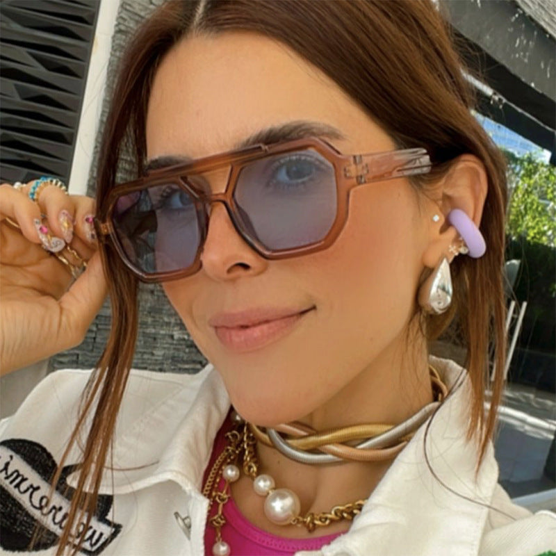 Lunettes pilote polygonales double pont