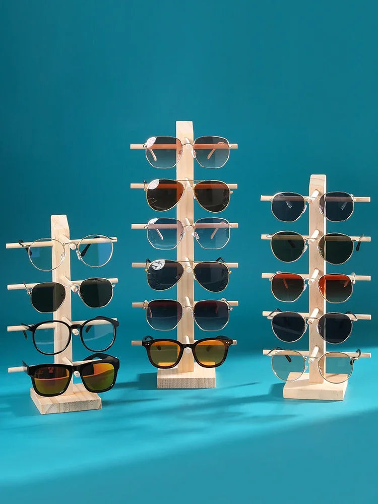 Présentoir à lunettes en bois massif – Rangement Élégant