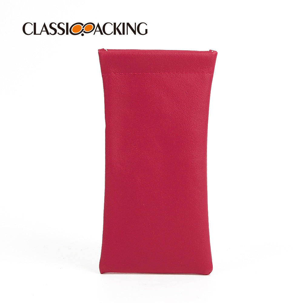 Pochette à lunettes en cuir souple – Couleur unie
