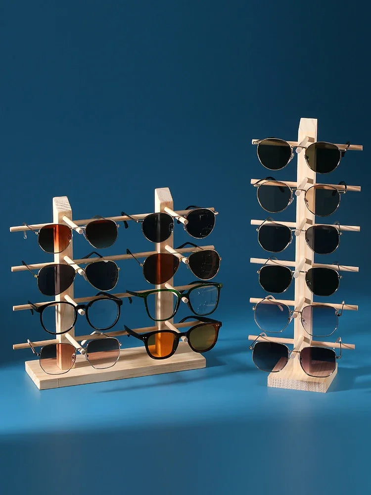 Présentoir à lunettes en bois massif – Rangement Élégant