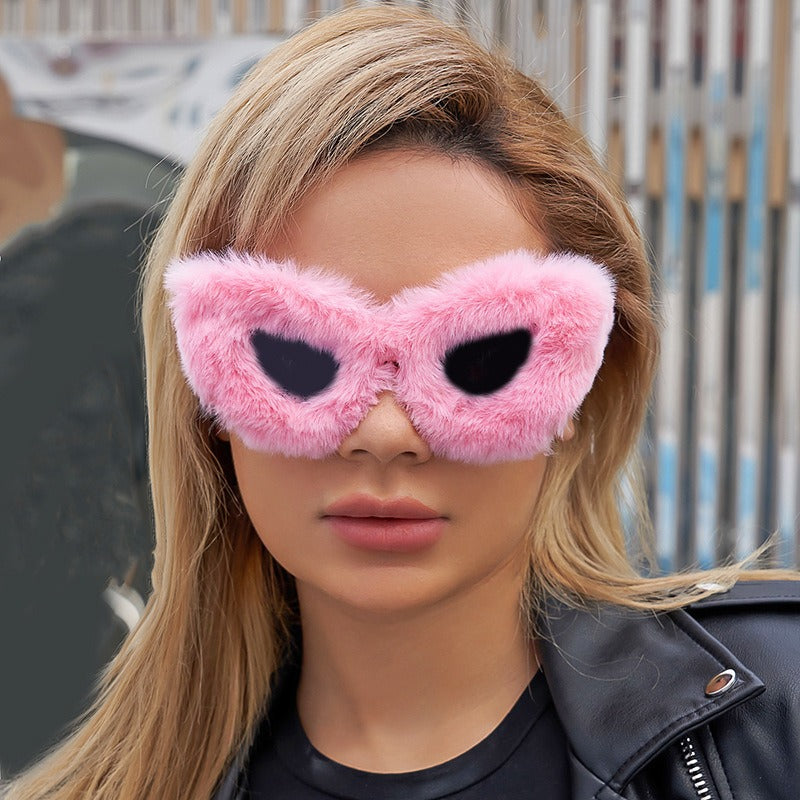 Lunettes de soleil œil de chat hiver à pompons – Tendance TikTok | Femme
