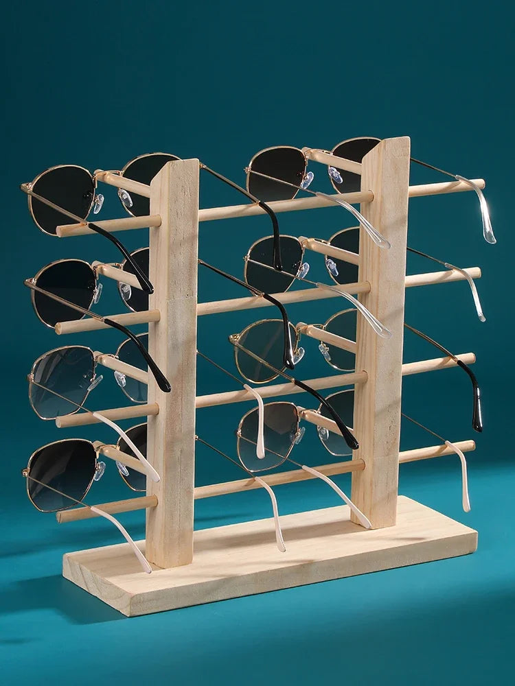 Présentoir à lunettes en bois massif – Rangement Élégant