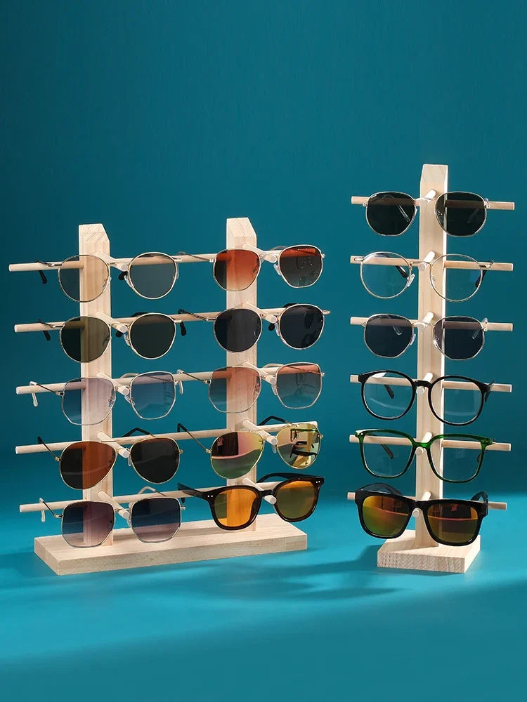 Présentoir à lunettes en bois massif – Rangement Élégant
