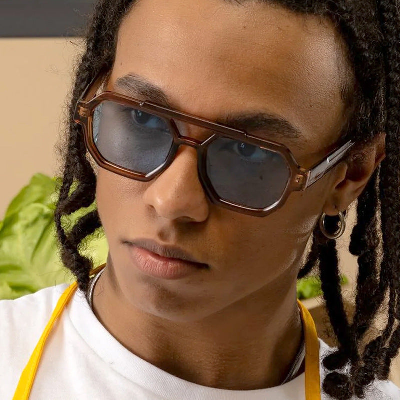 Lunettes pilote polygonales double pont